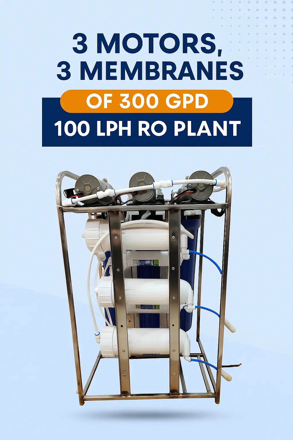 100 LPH Commercial RO Water Purifier Plant – Triple Membrane & Motor System – Ideal for Schools, Factories, Hospitals, Businesses - Image 3