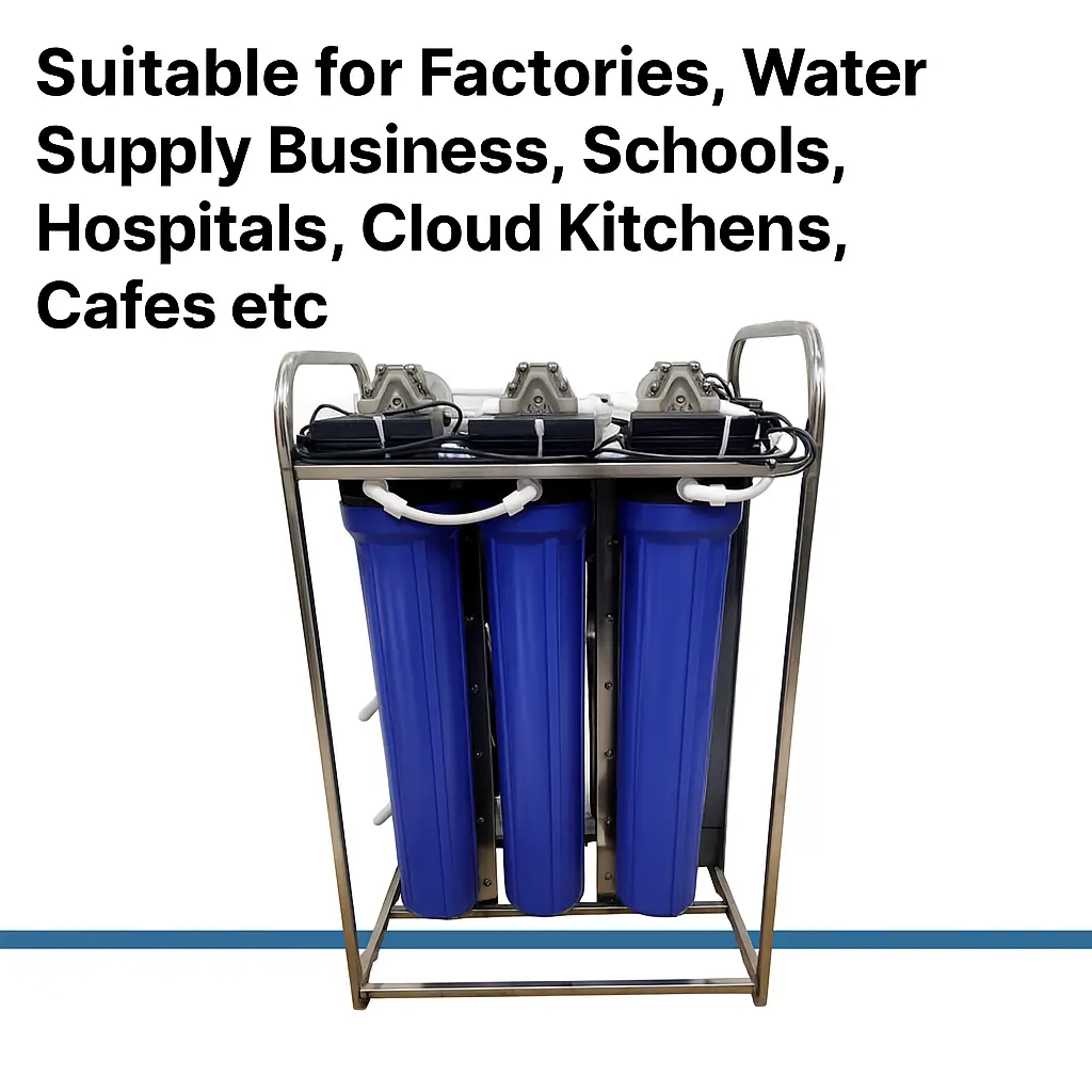 100 LPH Commercial RO Water Purifier Plant – Triple Membrane & Motor System – Ideal for Schools, Factories, Hospitals, Businesses - Image 4