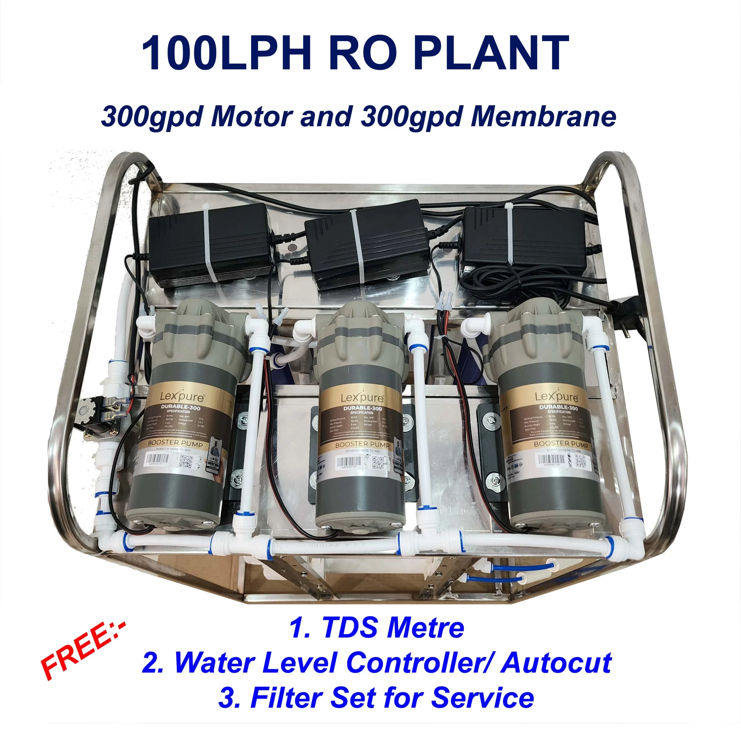 100 LPH Commercial RO Water Purifier Plant – Triple Membrane & Motor System – Ideal for Schools, Factories, Hospitals, Businesses