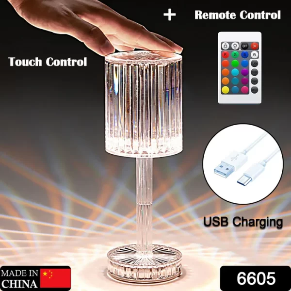 Crystal Table Lamp , Touch Control Atmosphere Nightstand Lamp With USB Charging Line - Image 9