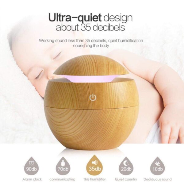 Wooden Cool Mist Humidifiers Essential Oil Diffuser Aroma Air Humidifier with Colorful Change - Image 2