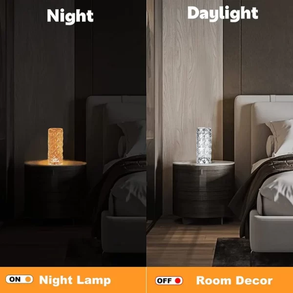 Rose Diamond Table Lamp With Remote Control, USB Table Lamp, Romantic Date Lighting Decor For Festival, Bedroom, Dining Room with Crystal Touch Night Light (16 Colors) - Image 4