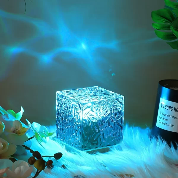 Dynamic Rotating Water Wave Ripple Night Lamp With Remote - Image 3