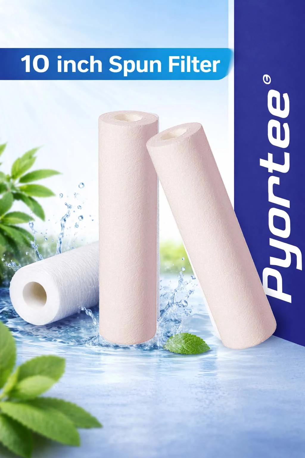 Pyortee - 3pcs PP Spun Filter + 1 Spanner | for All Types of RO Water purifiers (10 Inch, 5 Micron) - Replacement Water Filter Candle - Image 2